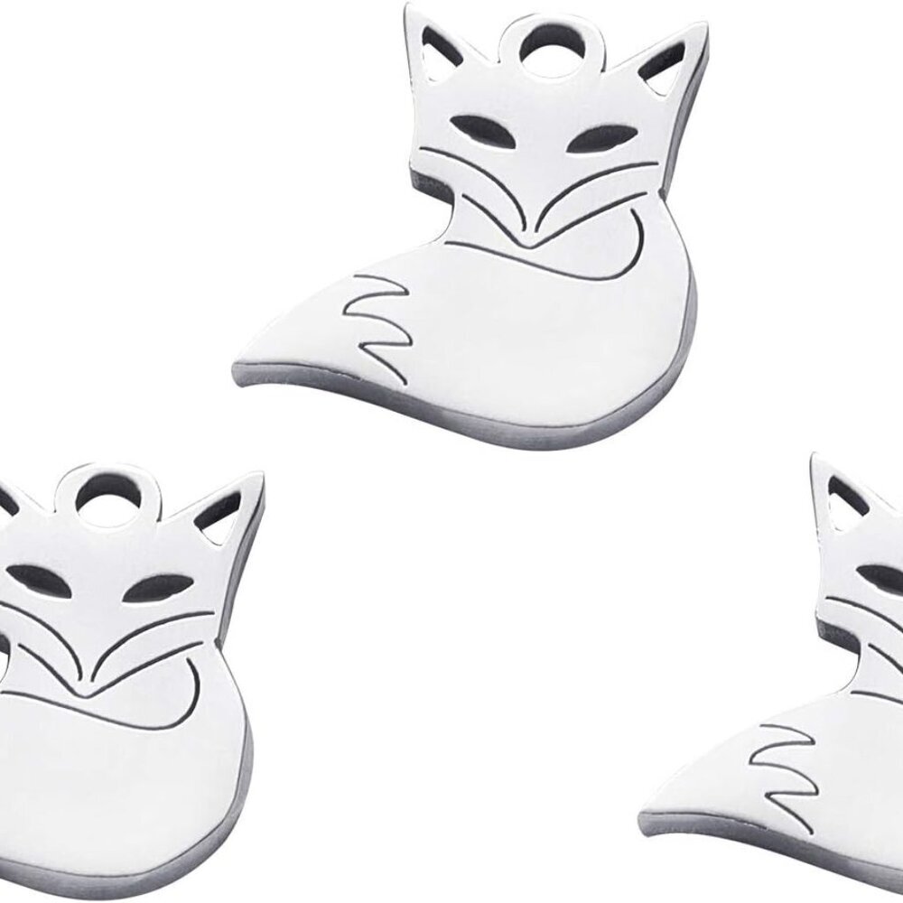 20 pcs 304 Stainless Steel Charms Fox Charms for Jewelry Making Crafts 14x12x1mm